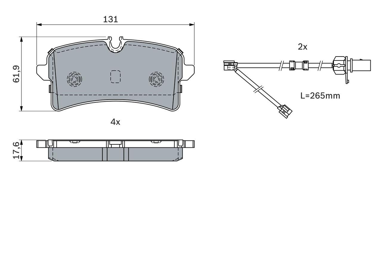 Bosch BP2273 - Pastiglie Freni Auto, Trasero - Calidad Bosch - Reducción de Ruido y Polvo - Certificación ECE-R90 - Sin Cobre - 1 Juego de 4 Pastillas