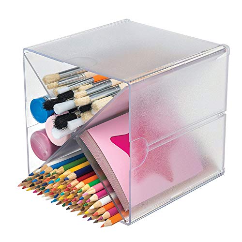 Deflecto Stackable Cube Organizer Cross Dividers, Desk and Craft Organizer, Clear, Removable Dividers, 6