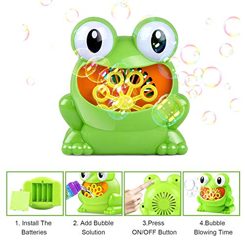 Automatic Bubble Machine With 5Pcs Bubble Concentrate, Bubble Blower Toys For Kids,Frog Bubble Blower Machine Make Over 500 Bubbles Per Minute For Birthday Party, Wedding, Indoor And Outdoor Games #TOP2
