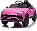 Mondial Toys Auto Macchina ELETTRICA Per Bambini 12V LAMBORGHINI URUS con Sedile in Pelle Cintura di Sicurezza A 3 Punti Telecomando Pink