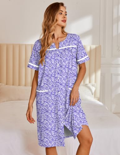 Image of Ekouaer Nightgowns for Women House Dress with Pockets Snap Front House Coat