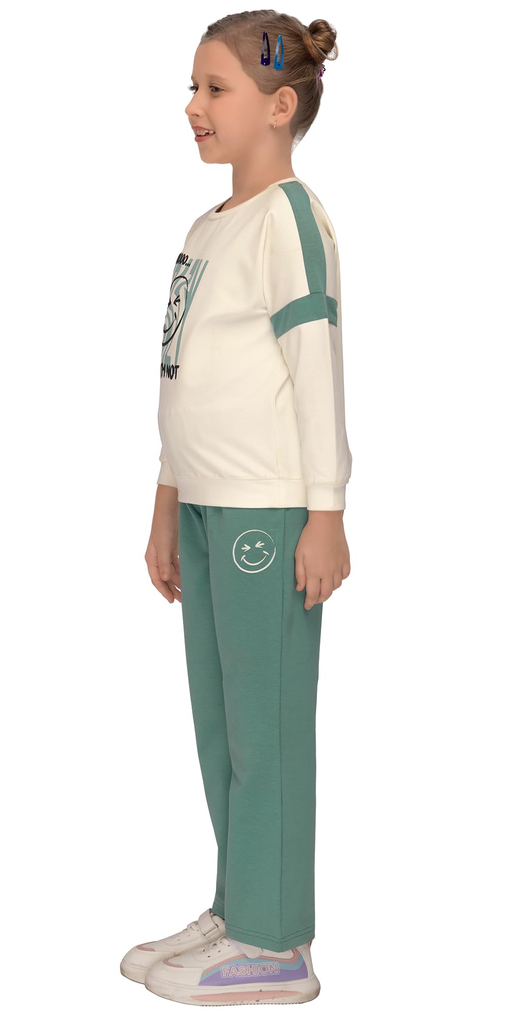 Laughing Kids White Full Sleeves Track Night Suits for Girls LK-TR-25076 (9 to 10 Years) 2