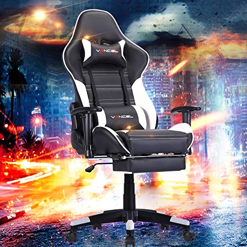 Silla-Gaming-Tela-Ergonomica-Sillones-de-Oficina-Racing-Gamer-Silla-con-Reposapies-Retractil-con-Lumbar-y-Reposacabezas-Negro-1