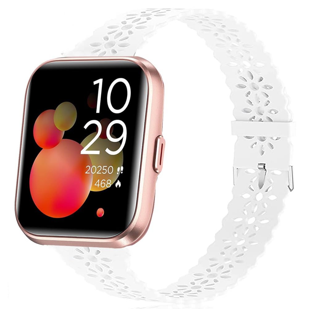 Lamshaw ID208 Plus Smart Watch Bands, 22mm Silicone Lace Replacement Straps Compatible for Quican ID208 Plus 1.8 Inches, aeac ID208 Plus, WMK ID208 Plus 1.8 Inches Smart Watch (White), ONESIZE