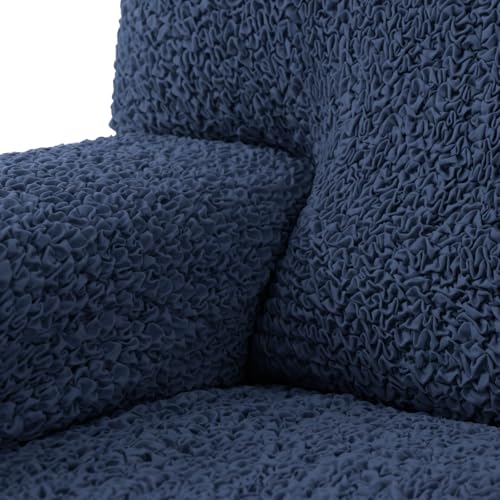 Housse de tête de lit microfibre bleu marine extensible lit 2 personnes