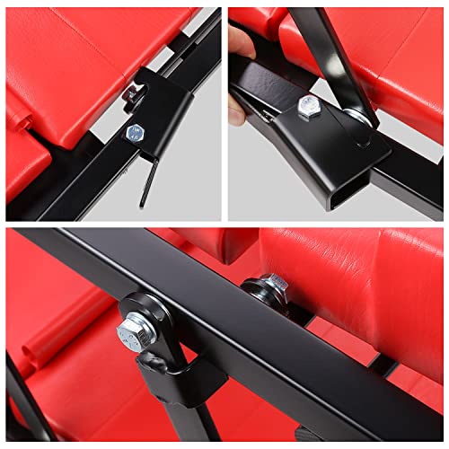 Image of DNA Motoring TOOLS-00192 48 inch 2 IN 1 Folding Rolling Garage Shop Creeper Roller Seat, 7 Pcs 2 inch Casters, 350 Lbs Weight Capacity, Red