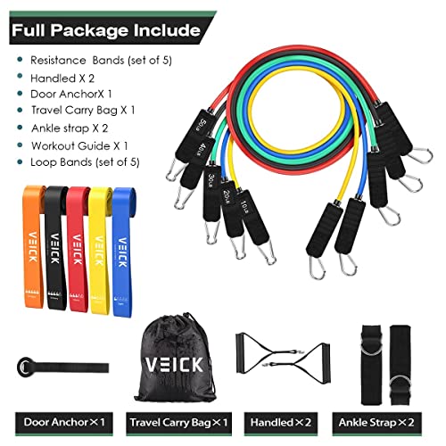 Veick Resistance Bands For Working Out, Exercise Bands, Workout Bands, Resistance Bands Set With Handles For Men Women, Weights For Strength Training Equipment At Home #TOP1