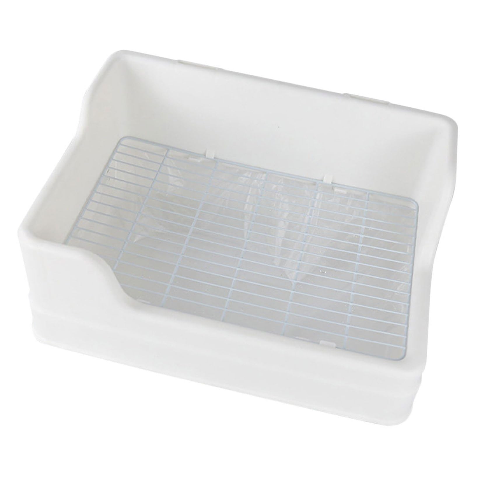 Abaodam Lettiera per Coniglio in Plastica Bianca, Facile da Pulire Rete a Maglia Adatta, Design Separato in Due Parti per Animali Domestici in Gabbia