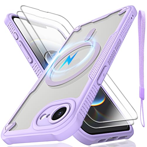 Coque iPhone 16E magnétique fine violet mat et son kit de protection en verre 9H