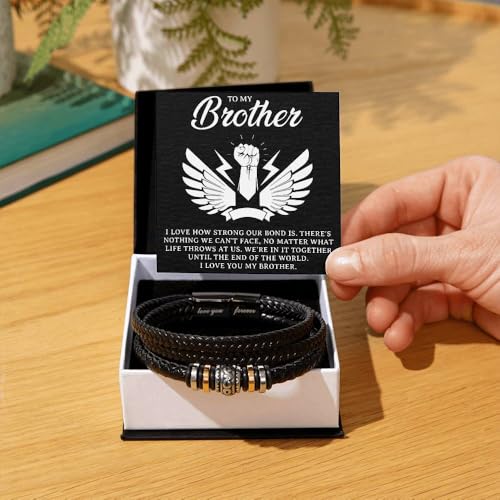 Image of To My Brother Bracelet, Bracelet for Brother from Sister, Gifts from Mom and Dad, Birthday Gift with Message Card and Box
