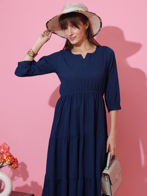 Image of Sheetal Associates Women's Casual Crepe Fit and Flare Dress| Comfortable Relaxed Fit Summer Party Dress