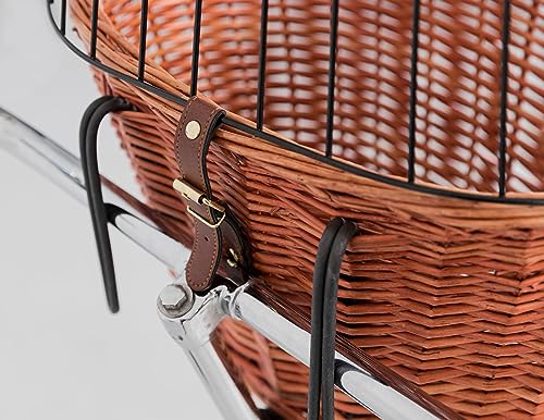TRIXIE Hundekorb für das Fahrrad vorne bis 5 kg 44 × 48 × 33 cm - gewobener Hundefahrradkorb für den Lenker - in schicker Weidenoptik mit Kunststoff Gitter, 2806