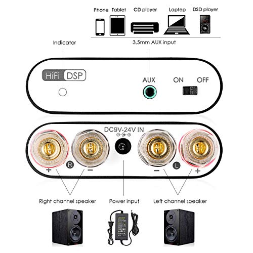 Nobsound Ns-10G Pro 100W Bluetooth 5.0 Power Amplifier 2.0 Channel Stereo Audio Amp Wireless Receiver Hi-Fi Dsp Home Speaker (Black) #TOP6