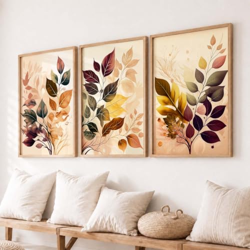 Image of kotart Home Decoration Painting Floral Paintings With Frame For Living Room Bed Room Hotel Wall Decor Digital Reprint Engineered Wood Set of 3 (Art 6, 19X25 INCH)