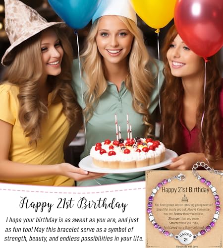 Image of AryaHozel 4mm Natural Stone Bracelet with Birthday Cards, 6-21 Year Old Birthday Gifts for Girls Daughter Granddaughter Niece Sister Women Friends