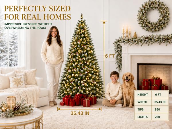 GarveeTech 6ft Pre-Lit Christmas Tree, 250 Warm White Lights, 850 Tips - image 4