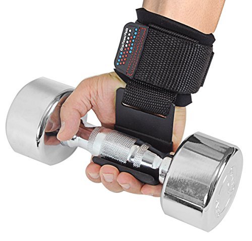 V2 Heavy Duty PRO Metal Lifting Steel Hooks Power Weightlifting Set of 2 Premium Thick Padded Workout Hook Gloves (Men-Wrist Size Large, Black 1)