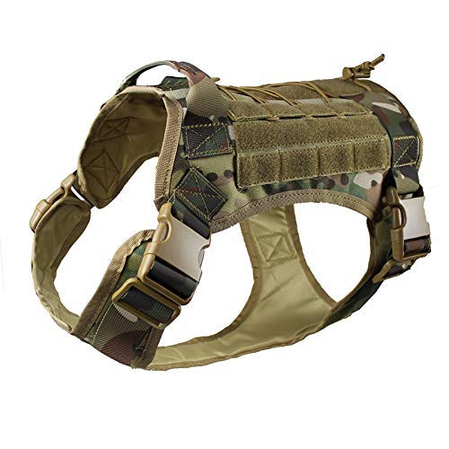 zuoxiangru Tactical Service Dog K9 Working Dog Vest Outdoor Training Hunting Water-Resistant Military Patrol Dog Harness with Handle (L, CP)