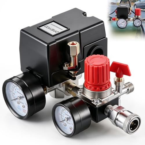 Dreyoo Air Compressor Pressure Switch, 90-120 PSI 20A, 4 Port NPT Manifold