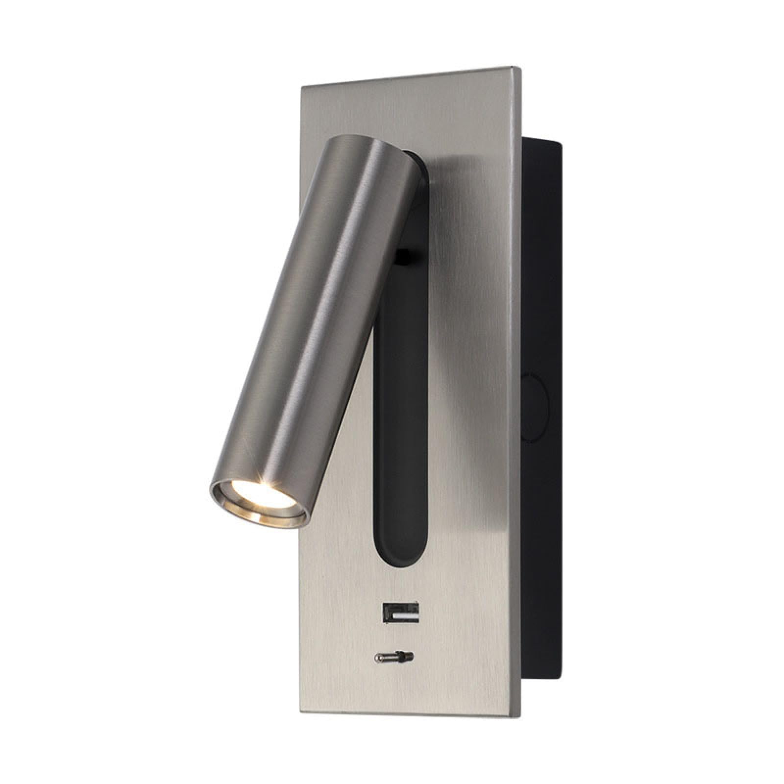 SMCCYYSD Modern Wall Sconce with USB Port Charging for Bedside Adjustable Rotation Lamp led Reading Light Switch or Type-C Interface(USB, Gray)