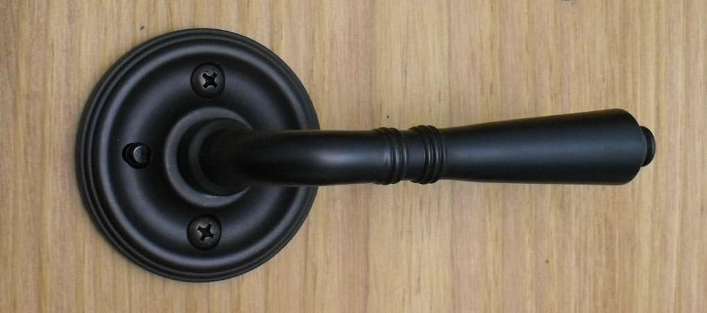 Providence by FPL- Solid Brass Privacy Lever Set for Bedroom/Bathroom Doors, 2-3/8" Backset, Antique Nickel Finish