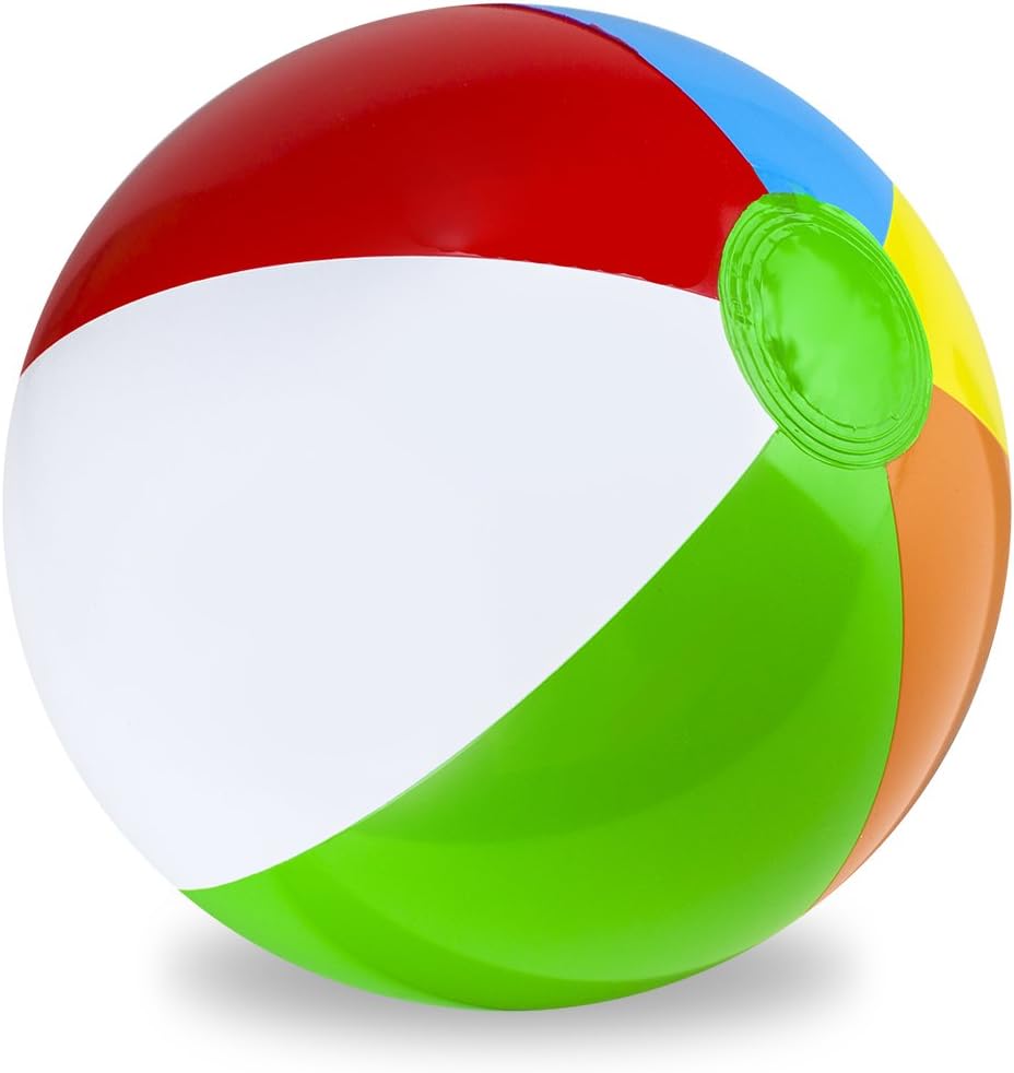 Sol Coastal Jumbo Classic Rainbow Inflatable 6-Color Beach Ball