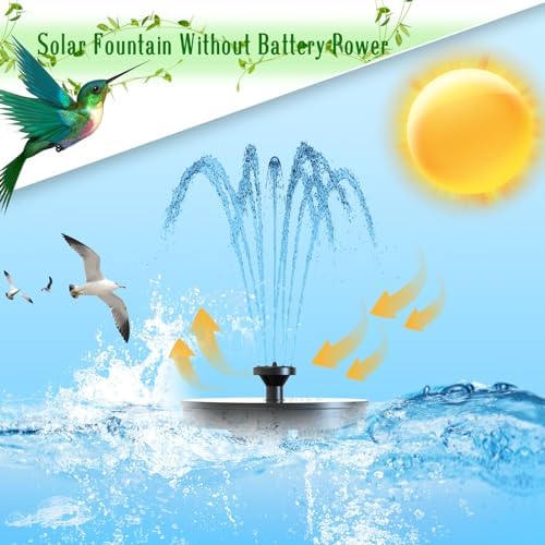 AMZtime Solar Fountain Pump 1W Bird Bath Fountain, Solar Powered Water Fountain with 8 Nozzle Set & 4 Fixer, Solar Fountain Pump for Bird Bath, Garden, Pond, Pool - 2