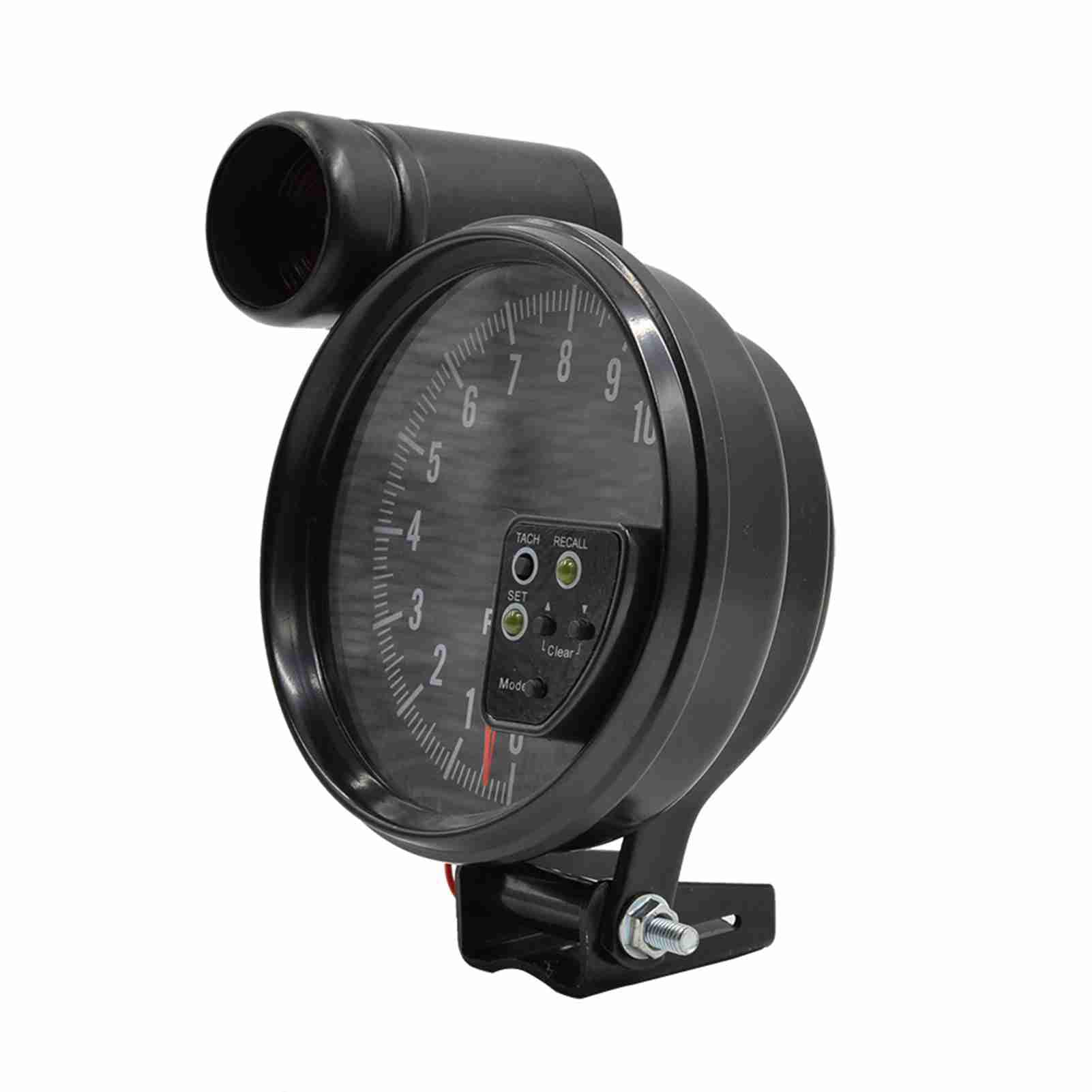 HUIOP Tachymètre de 5 Pouces,Tachymètre Noir de 5 Pouces, rétro-éclairage 7 Couleurs avec lumière de Changement de Vitesse, Son de crête, Flash LED en Cas d'avertissement de RPM