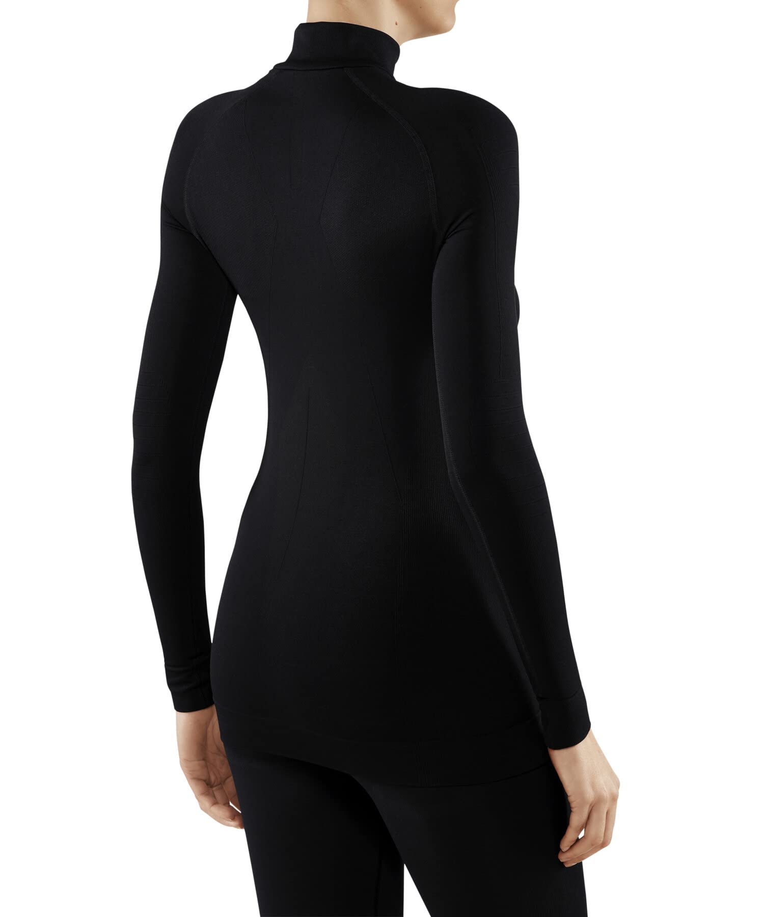 FALKE Kobiety Warstwa podstawowa (góra) Maximum Warm High Zip Neck W L/s Sh materiał funkcyjny szybkoschnące ciepłe 1 Sztuka, Czarny Black 3000-O, L