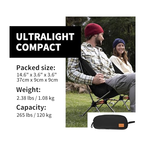 Image of Naturehike YL08 Ultralight Camping Chair, 2.38 LBS Portable Backpacking Chair with Anti-Sinking Feet, Lightweight Compact Folding Hiking Camp Chair