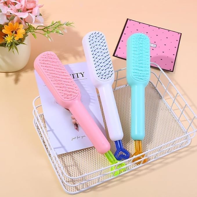 Self Cleaning Hair Brush, Detangling Hairbrush, Anti Static Massage Comb, Retractable Rotary Lift Self-Cleaning Comb, Hair Detangler, One Pull Cleaning Hair Styling Tool for Men Women-image-18