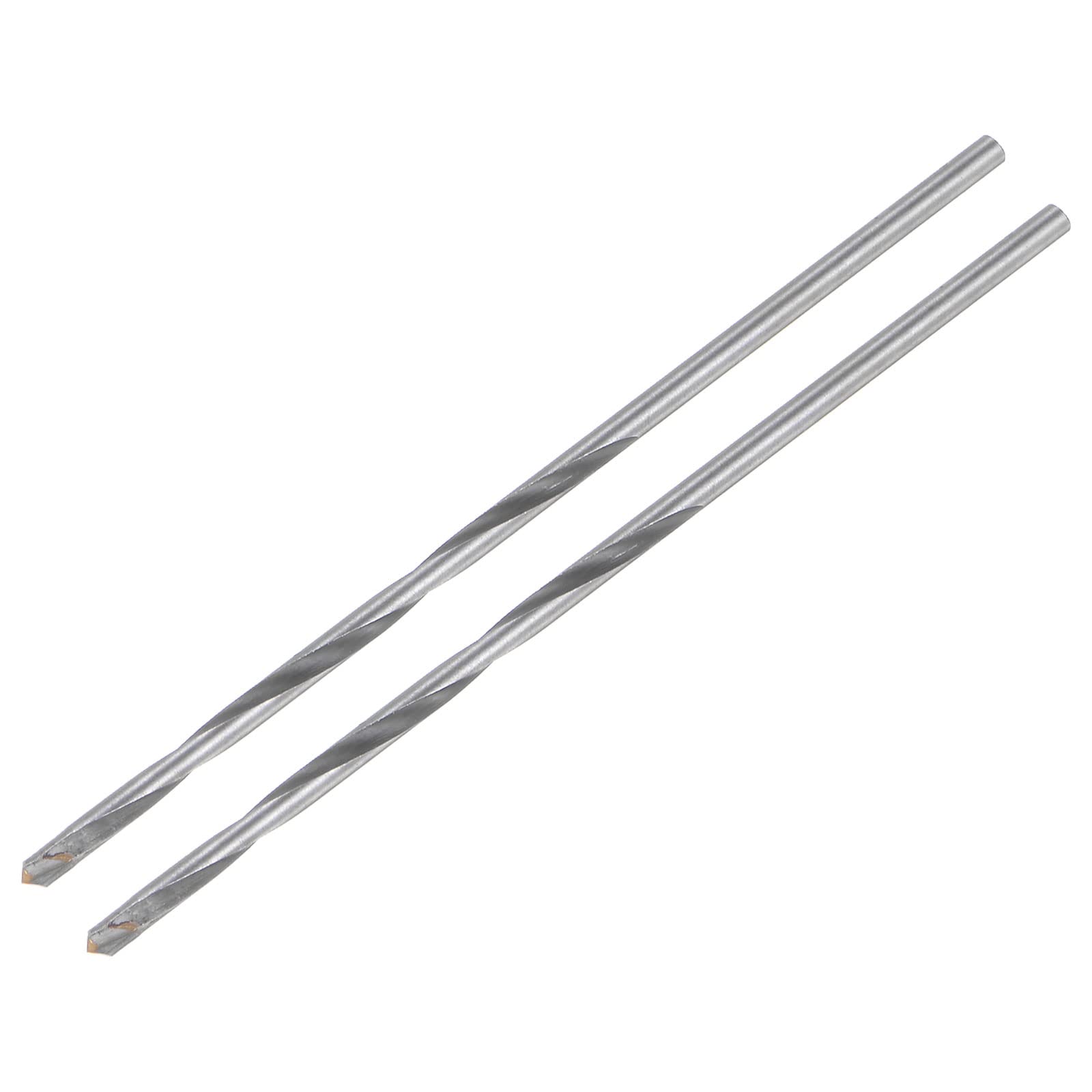 uxcell 3mm Cutting Dia Cemented Carbide Twist Extra Long Drill Bit with Round Straight Shank for Hardened Steel Stainless Steel, 100mm Length 2 Pcs