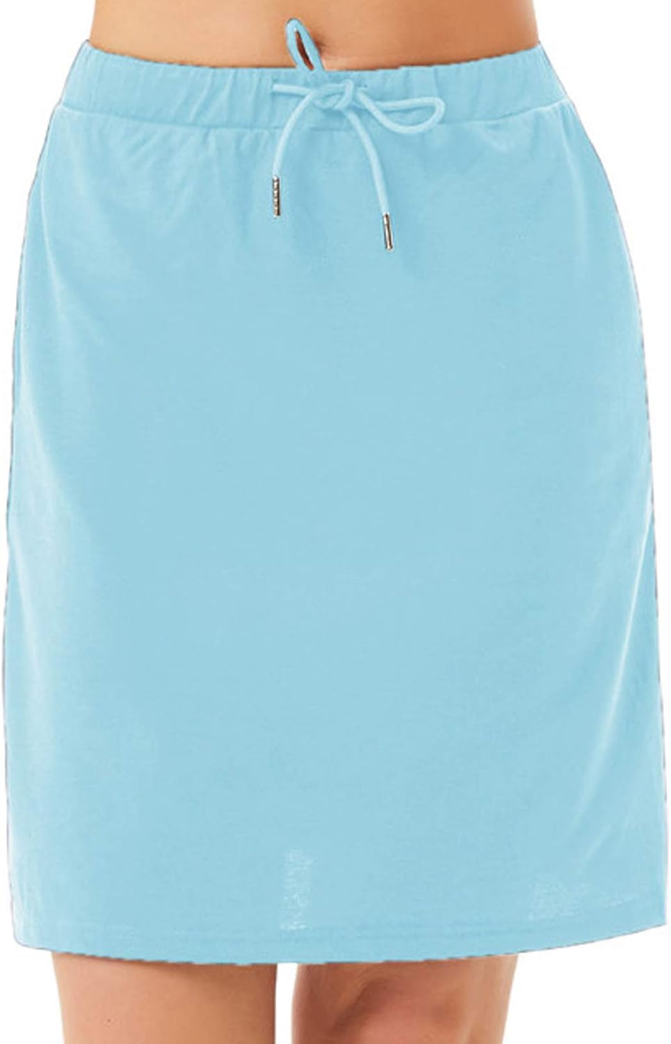 JACK SMITH Stretchy Running Skirt for Women Knee Length Drawstring Waist with Pockets(3XL,Light Blue)