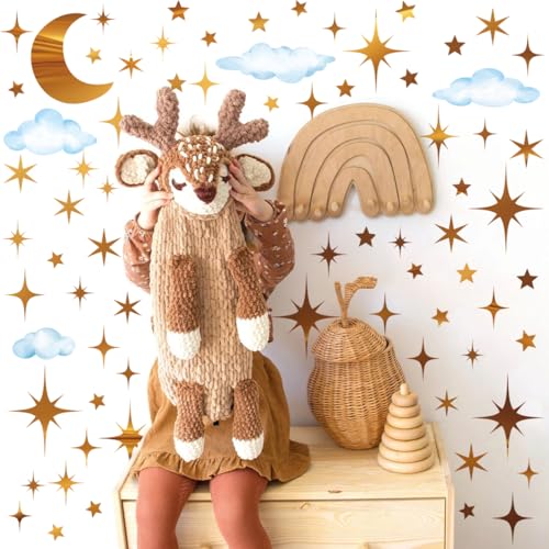 Vinilos decorativos estrellas luna doradas para pared miniatura 2