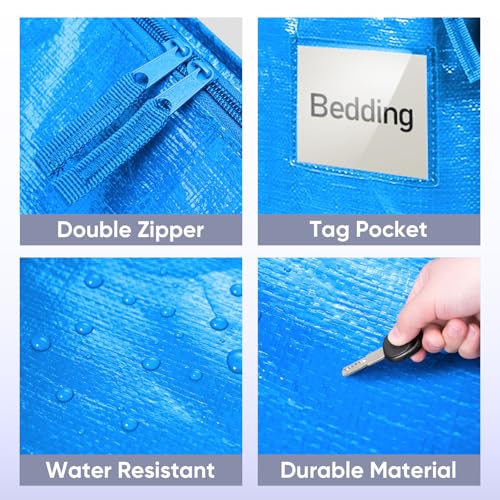 Image of TICONN 6 Pack Extra Large Moving Bags Heavy Duty with Zippers & Carrying Handles, Durable Storage Bags Moving Boxes for Closet Organizers and Storage (6 Pack, Sky Blue)