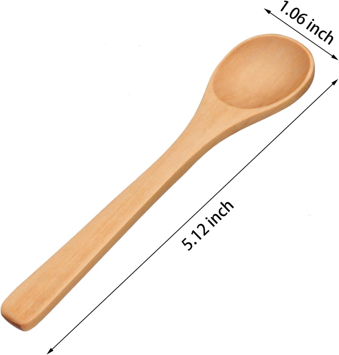 Small wooden spoon, 5.12-inch long mini soup spoon