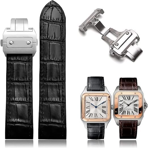 Buckle Clasp Watchband Replacement For Cartier Santos Leather Strap Stainless Steel Deployment Buckle 18 21mm