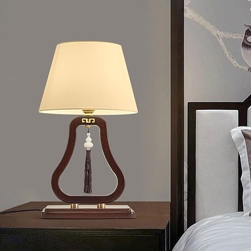 Miniatura 6 de Lámpara para escritorio, lámpara de mesa de noche, estilo retro, sala de estar, estudio, sala de té, lámpara de tela de madera maciza, lámparas de