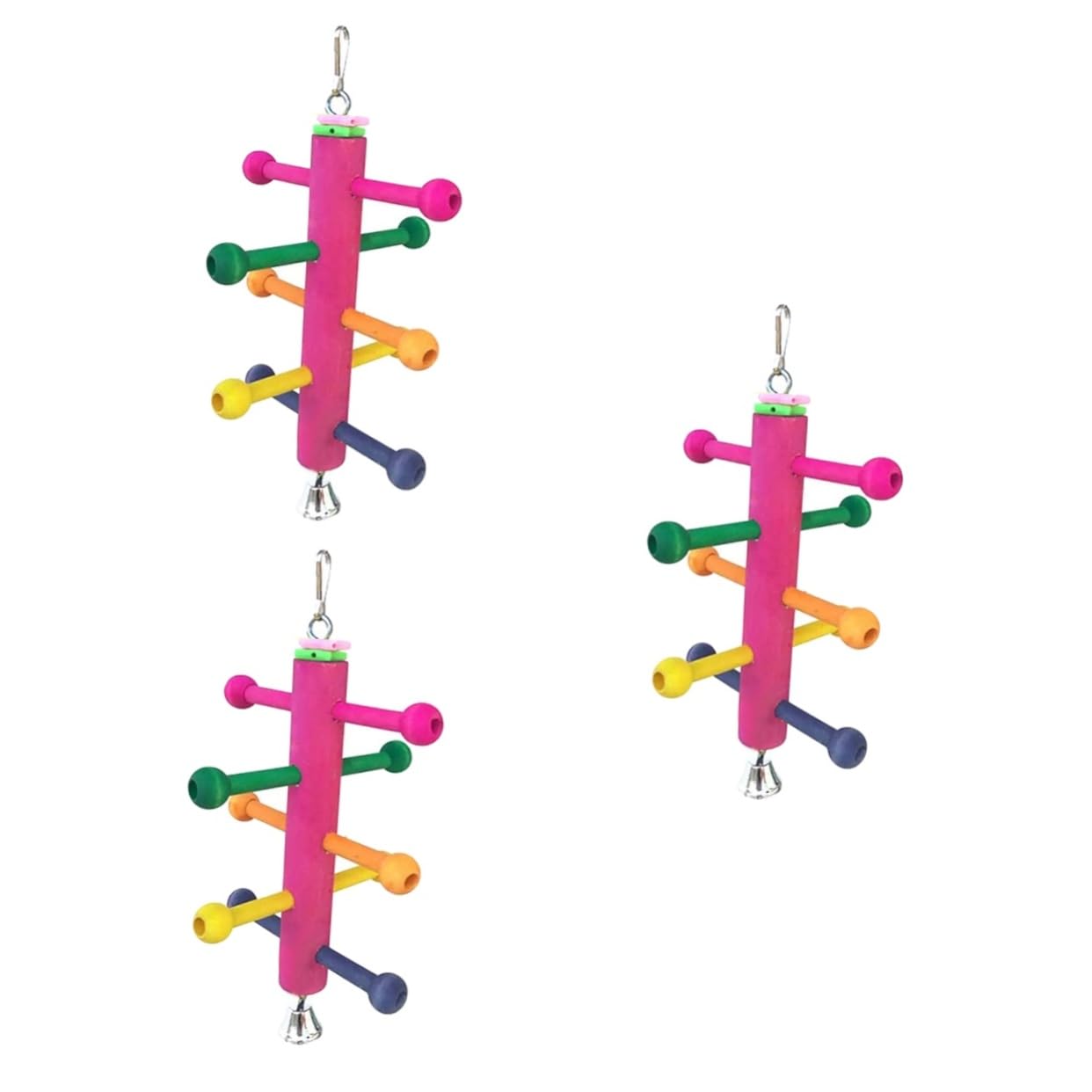 BESPORTBLE 3pezzi Scala Rotante Legno Per Uccelli Gioco Da Arrampicata Per Pappagalli e Altri Uccelli Accessori Per Gabbie Gioco Di Masticazione e Avventura Colori Casual