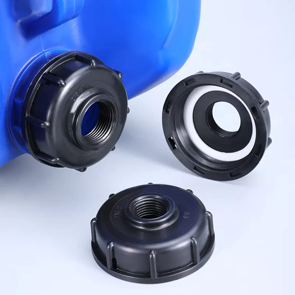2 Stück IBC Tankdeckel / Tankanschluss – 3/4" Innengewinde, S60x6 Grobgewinde, Mit PE-Dichtung, Für 1000l Container