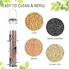 Metal Bird Feeder Tube Hanging Wild Bird Seed Feeder Aluminum Six Port Bird Feeders,1.4 mm Extra Thick Solid Tube Transparent with Steel Hanger Great for Attracting Birds (Grey 2PK) - 2