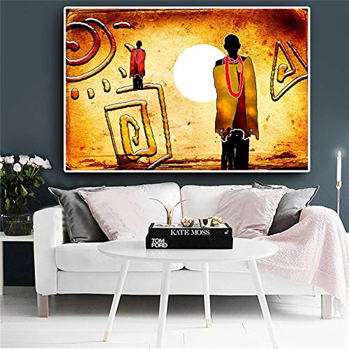 Paysage peinture sur toile abstrait africain pour réveiller un mur blanc sans âme