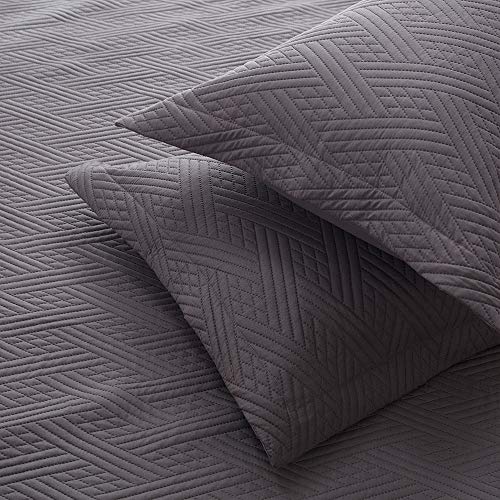 Sunstyle Home Quilt Set King Size, Grey Diamond Pattern Bedspread-106X96, Soft Lightweight Microfiber Coverlet, Luxurious Warm Bed Cover For All Seasons-3 Pieces(Includes 1 Quilt, 2 Pillow Shams) #TOP3