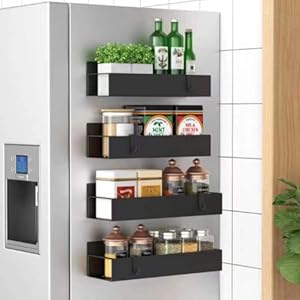 HuggieGems Magnetic Spice Storage Rack Organizer for Refrigerator and Oven, Fridge Organizers and Storage