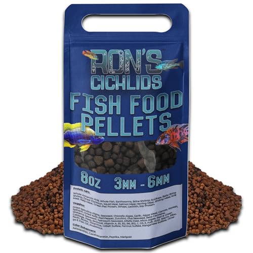 RON'S CICHLIDS African Cichlid Fish Food, Premium Tropical Fish Food Pellets with Protein, Veggies...