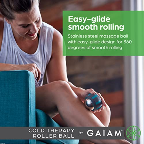 Image of Gaiam Restore Rolling Massager, Cold Therapy (Cold) | Ergonomic Roller Ball | Targeted Muscle, Joint & Trigger-Point Recovery | Compact Size | Pre & Post-Workout Use