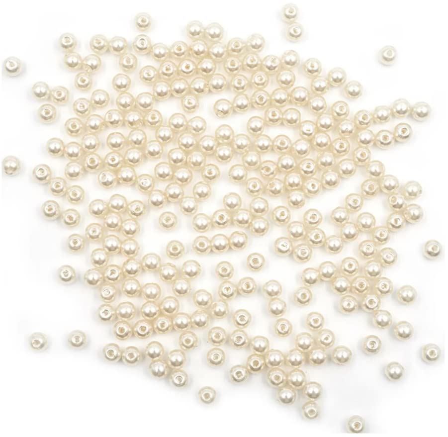 SIYUPU200Pcs 6mm Pearl Beads for Crafting, Ivory Fake Pearls Pearl Beads for Jewelry Making Bead Board Small Sew on Pearl Beads with Holes, Bracelets, Necklaces, Hairs, Crafts