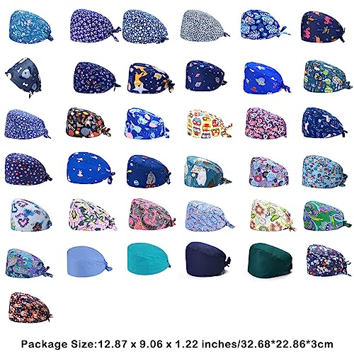 XUSIJAKQ1 Pacote com 8 gorros de cabaça enfermeiras cor pura profissional gorros cirúrgicos com faix