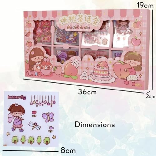 Image of FAMOUS QUALITY Long Box Stickers-200 Sheets Kawaii Aesthetic Stickers for Scrapbooking, Journaling, DIY Crafts & Gifts-Cute Girls Travel-Themed Paper Stickers for Kids,Teens & Stationery Lovers