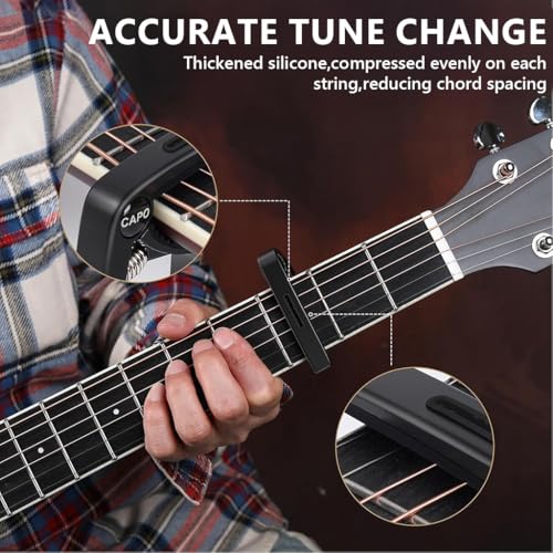 Image of HASTHIP Guitar Capo for Acoustic and Electric Guitar, Built in Picks Storage Alloy Guitar Capo with Protective Pad for Ukulele, Electric And Acoustic Guitars, Guitar Accessory